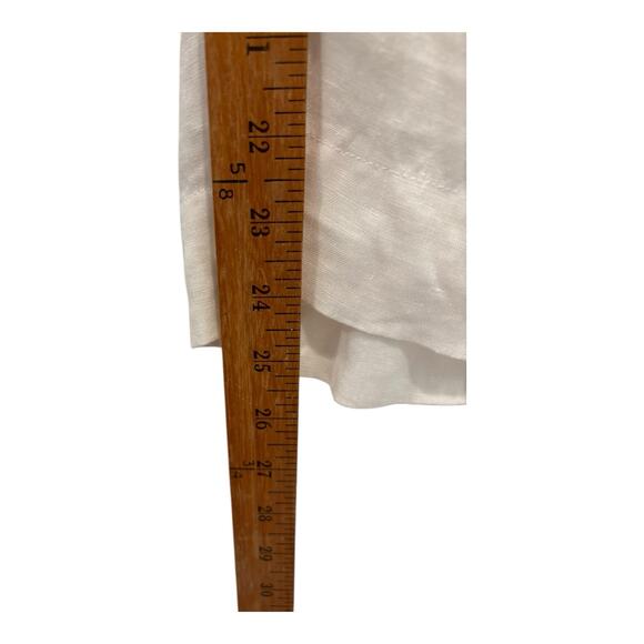 Premise Top Womens Medium White Linen‎ Blouse Pleated Bodice Minimalist Peasant - Picture 8 of 8